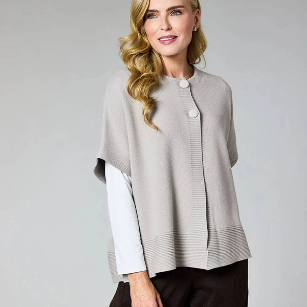 DECK BUTTON SHORT SLEEVE CARDIGAN TAUPE