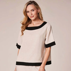 DECK COLOUR BLOCK LINEN TOP
