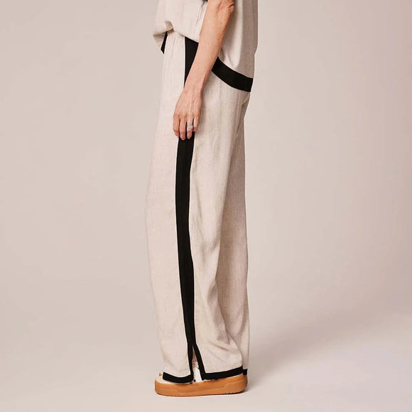 knee length dresses for ladies DANIELLA STRAW LINEN TIE BACK MIDI DRESS – DISSH main image 0
