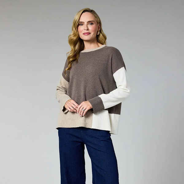 DECK CO ORD SLEEVE WOOL & CASHMERE KNIT MOCHA