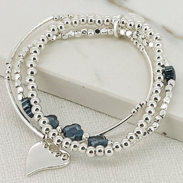 ENVY TRIPLE STRAND BLUE CLOVER BRACELET