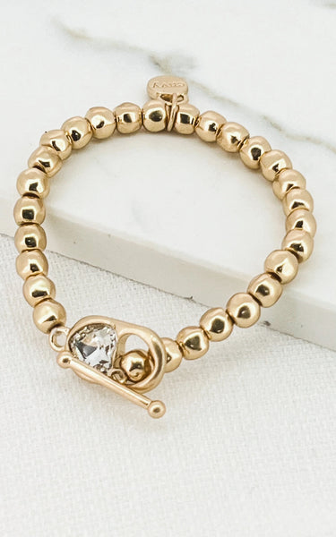 ENVY MUTED GOLD BRACELET WITH GEM HEART