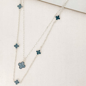 ENVY DOUBLE LAYER GREY CLOVER NECKLACE