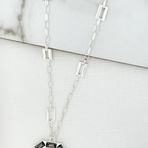 ENVY GEM OCTAGON NECKLACE SILVER