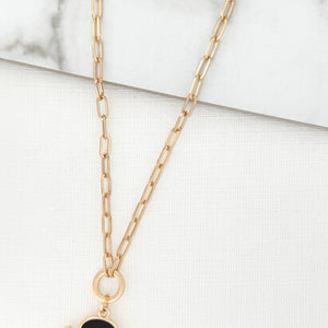 ENVY BLACK GEM CLOVER NECKLACE GOLD