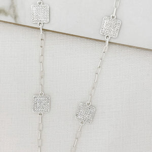 ENVY SPARKLE SQUARES NECKLACE SILVER