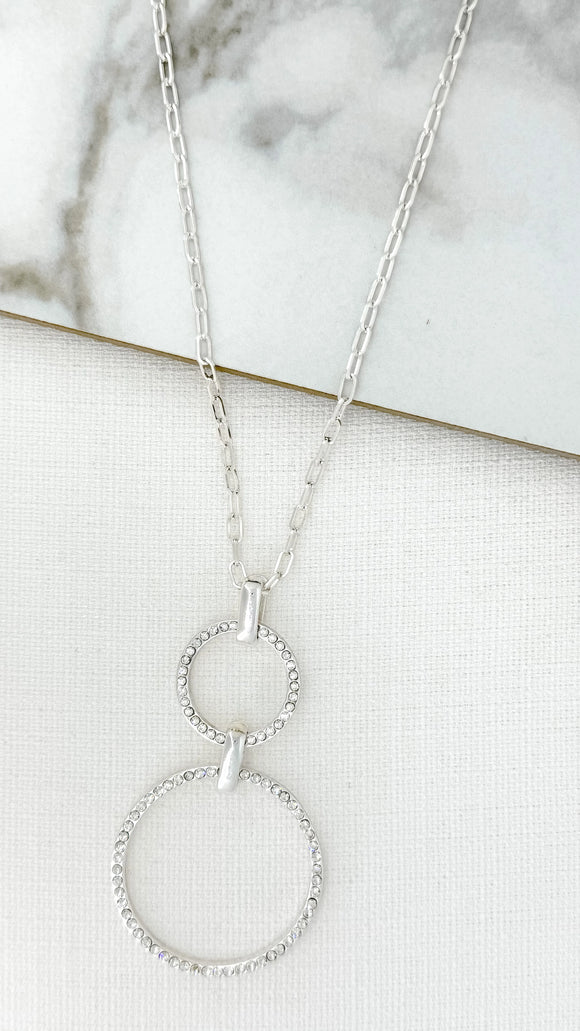 ENVY SPARKLE HOOP NECKLACE SILVER