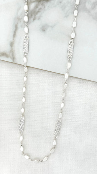 ENVY SPARKLE BAR NECKLACE IN SILVER