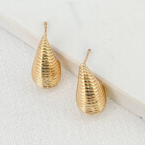 ENVY RIDGED TEARDROP EARRINGS GOLD