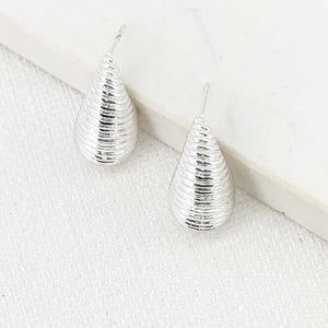 ENVY RIDGED TEARDROP EARRINGS SILVER