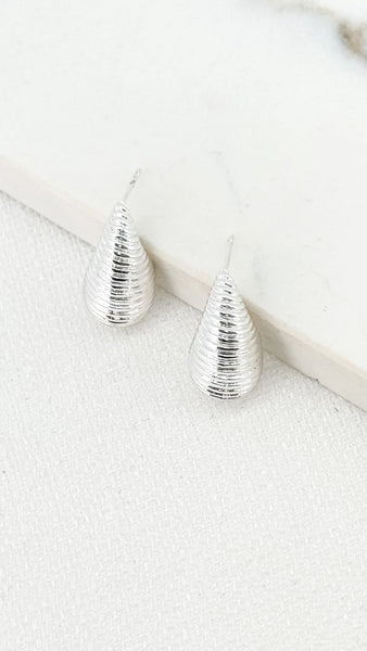 ENVY RIDGED TEARDROP EARRINGS SILVER