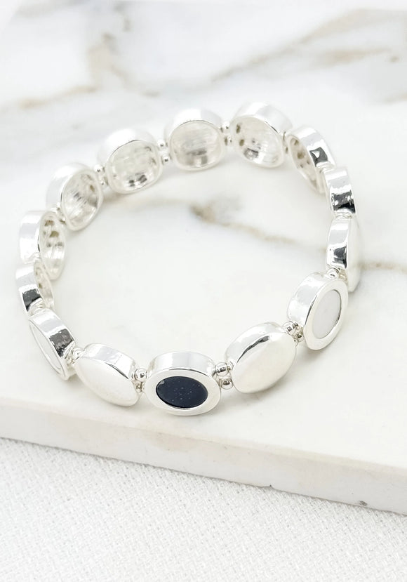 ENVY SILVER CIRCLES STRETCH BRACELET