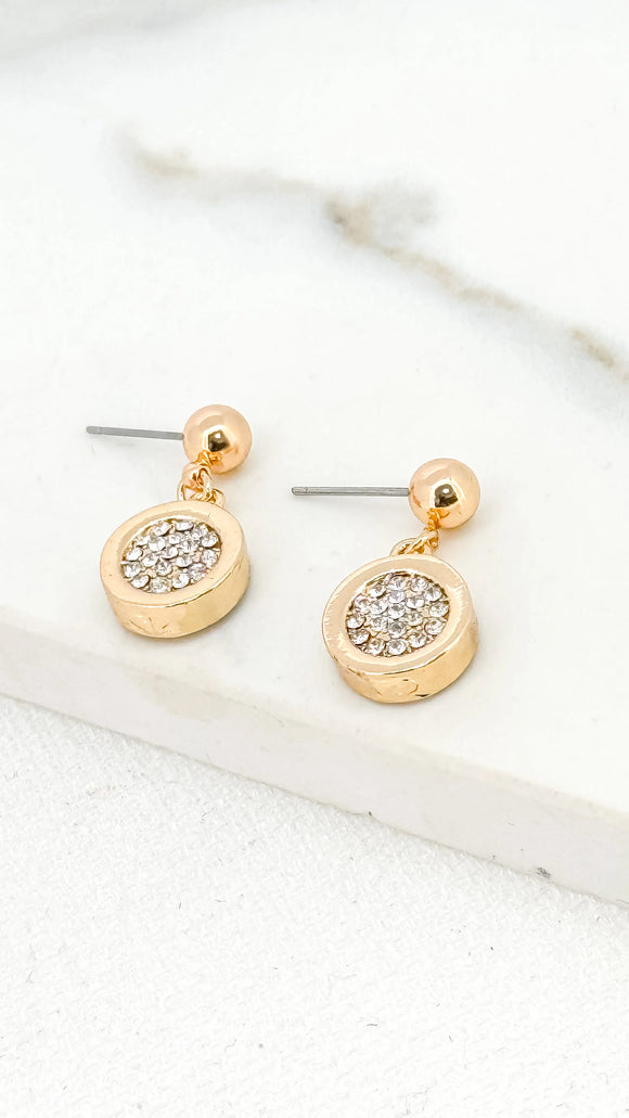 ENVY SPARKLE DISC GOLD EARRINGS