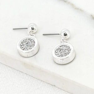 ENVY SPARKLE DISC SILVER EARRINGS