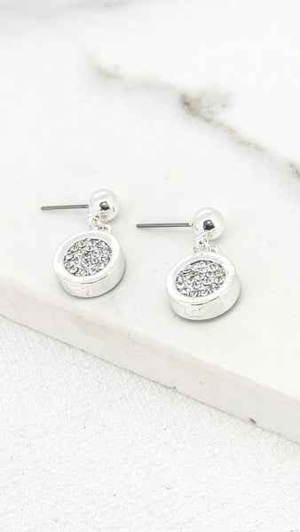 ENVY SPARKLE DISC SILVER EARRINGS