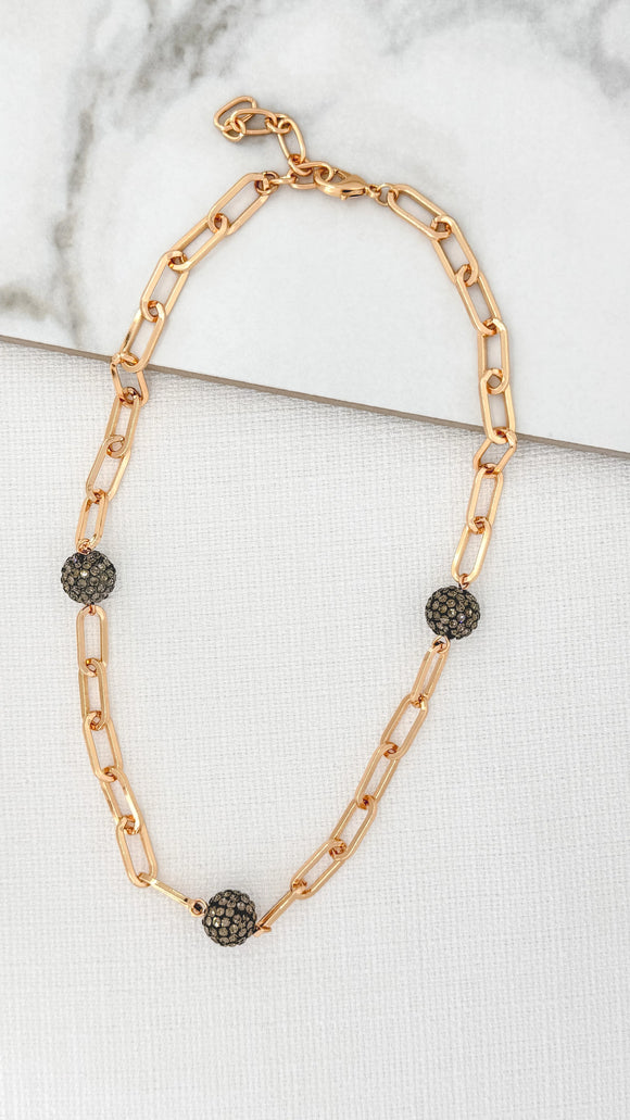 ENVY SPARKLE BALL LINK NECKLACE IN GOLD