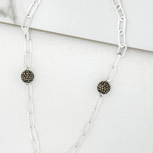 ENVY SPARKLE BALL LINK NECKLACE IN SILVER