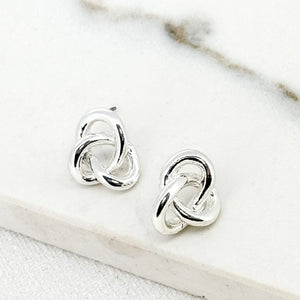 ENVY SILVER COLOURED KNOT EARRINGS