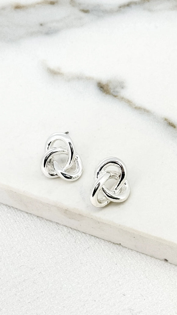 ENVY SILVER COLOURED KNOT EARRINGS