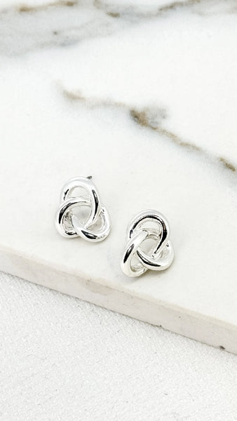 ENVY SILVER COLOURED KNOT EARRINGS