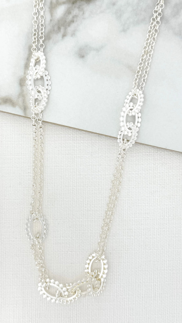 ENVY BOBBLE HOOP CHAIN NECKLACE SILVER