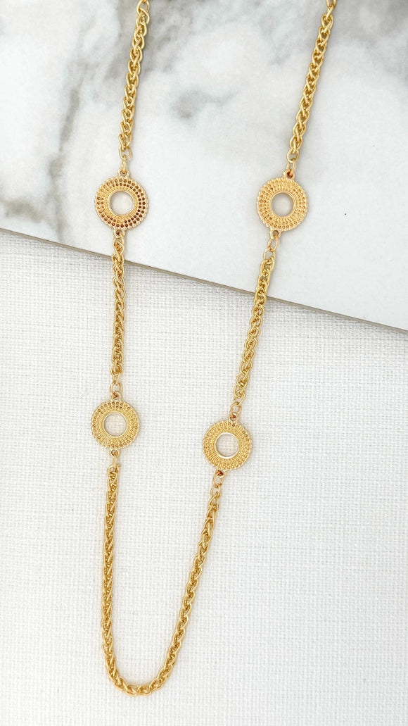 ENVY BOBBLE DISC CHAIN NECKLACE GOLD