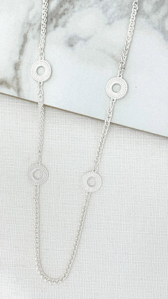 ENVY BOBBLE DISC CHAIN NECKLACE SILVER