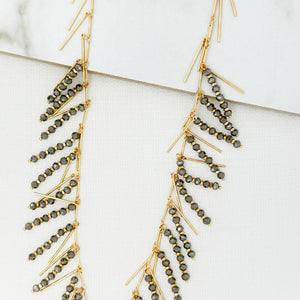 ENVY GREY BEADED WATERFALL NECKLACE GOLD