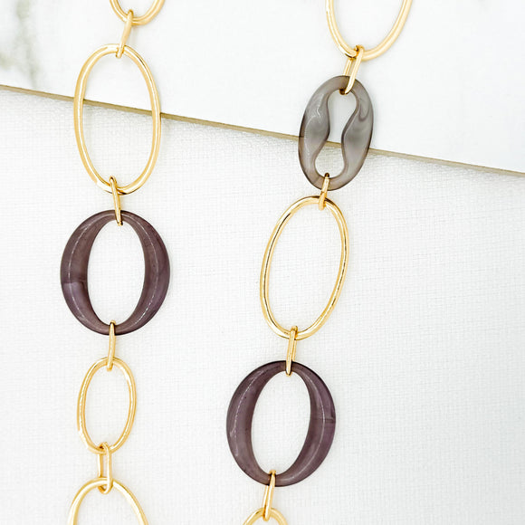 ENVY LILAC MARBLE HOOP NECKLACE GOLD