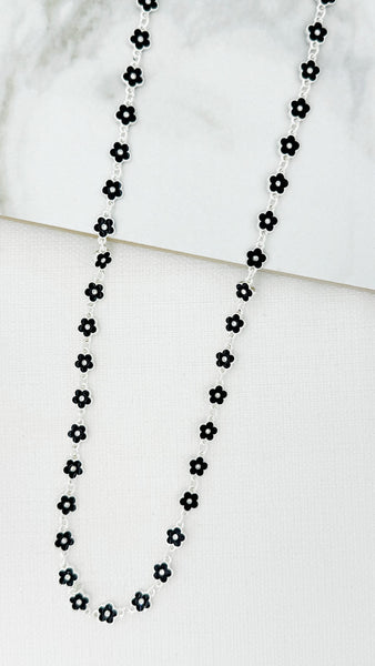 ENVY BLACK DAISY NECKLACE LONG