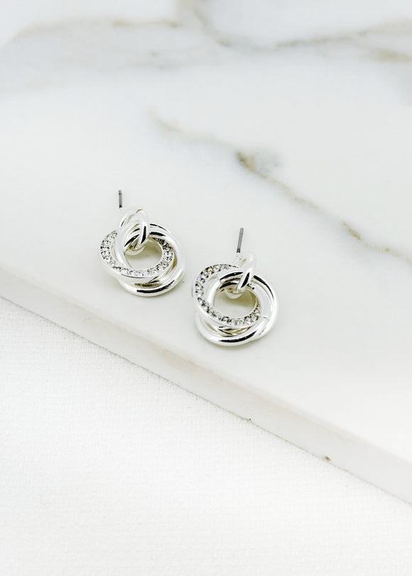 ENVY SILVER BLING KNOT EARRINGS