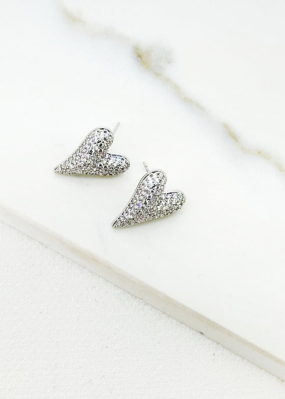 ENVY BLING HEART STUD EARRINGS