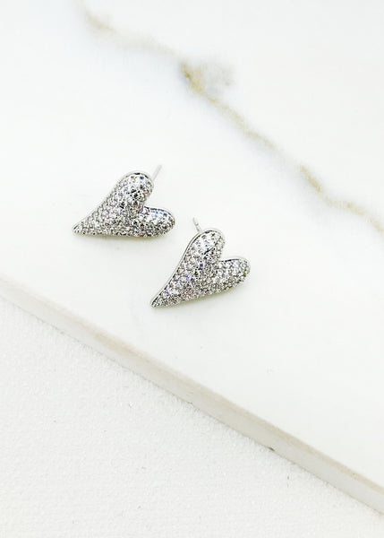 ENVY BLING HEART STUD EARRINGS