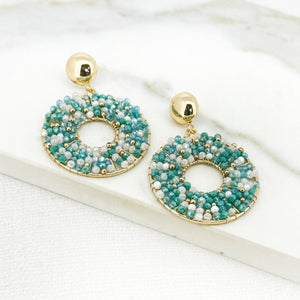 ENVY TURQUOISE BEADED DISC EARRINGS