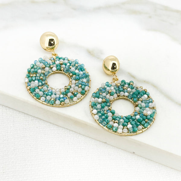 ENVY TURQUOISE BEADED DISC EARRINGS
