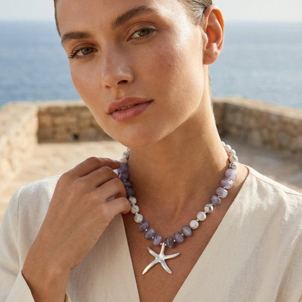 ENVY GREY MARBLE STARFISH NECKLACE