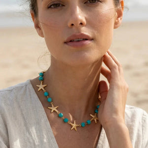 ENVY TURQUOISE MARBLE & MULTI STARFISH NECKLACE