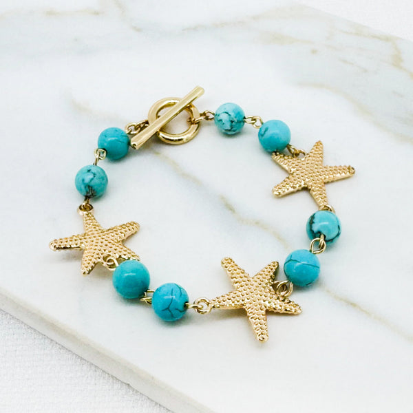 ENVY BLUE MARBLE & MULTI STARFISH BRACELET
