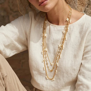 ENVY TRIPLE STRAND STARFISH & SHELL NECKLACE