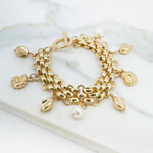 ENVY POPCORN LINK SHELL CHARM BRACELET