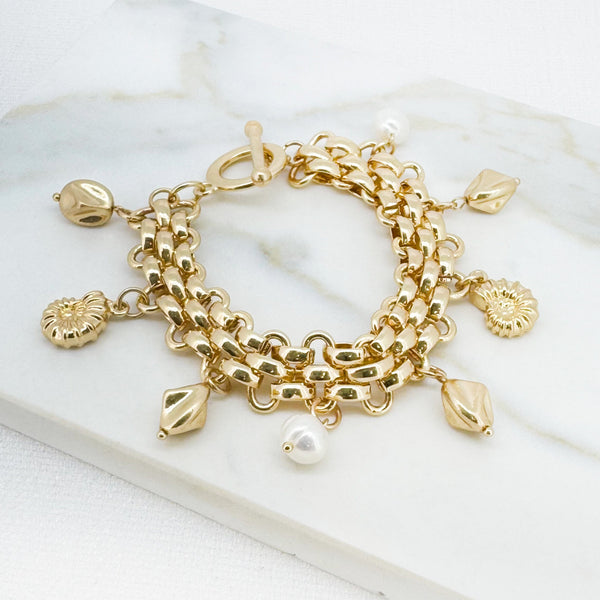 ENVY POPCORN LINK SHELL CHARM BRACELET