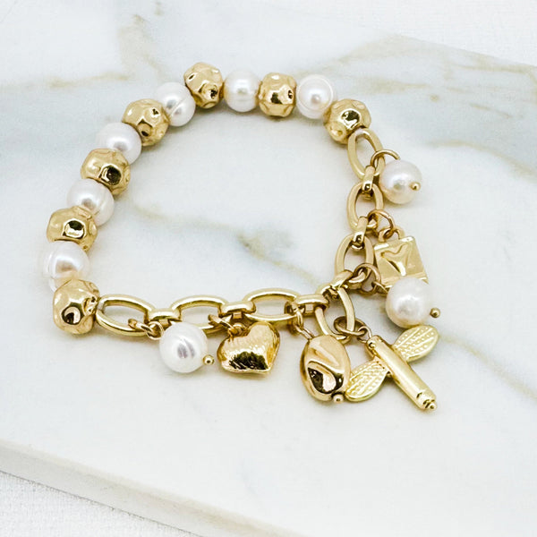 ENVY PEARL DRAGONFLY BRACELET GOLD