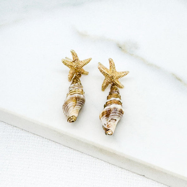 ENVY STARFISH & SHELL EARRINGS