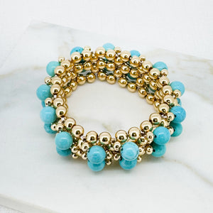 ENVY TURQUOISE & GOLD BEAD BANGLE