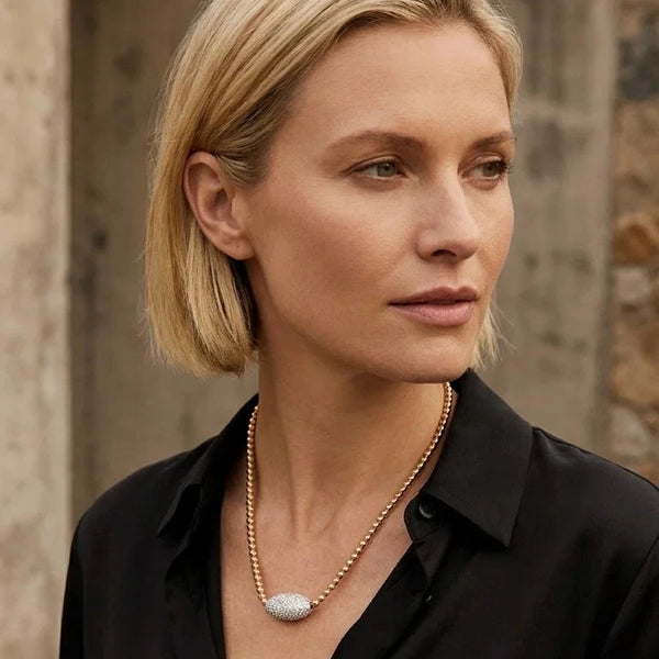 ENVY DIAMANTE OVAL GOLD BALL NECKLACE
