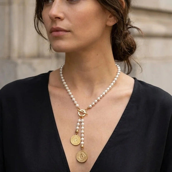 ENVY GOLD COIN PEARL NECKLACE