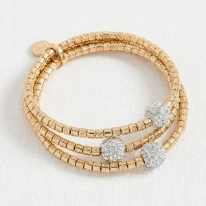 ENVY TRIPLE STRAND SPARKLE BALL GOLD BRACELET