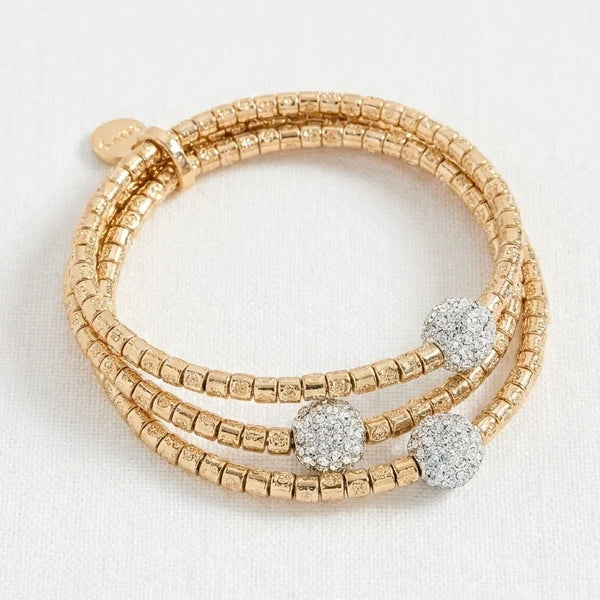 ENVY TRIPLE STRAND SPARKLE BALL GOLD BRACELET