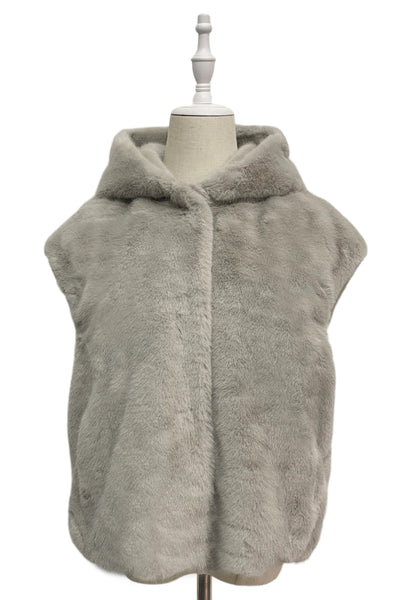 HOODED FAUX FUR GILET
