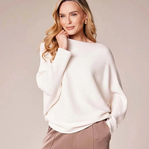 DECK BY DECOLLAGE RIBBED KNIT CREAM